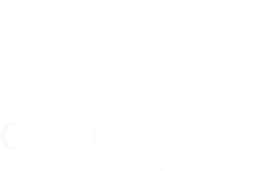 The white logo of the CHS Airport, clicking this will direct you to iflychs.com